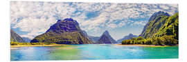 Foam board print Milford Sound Panorama New Zealand