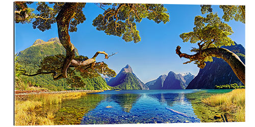 Tableau en plexi-alu Vue sur le Milford Sound, Nouvelle-Zélande