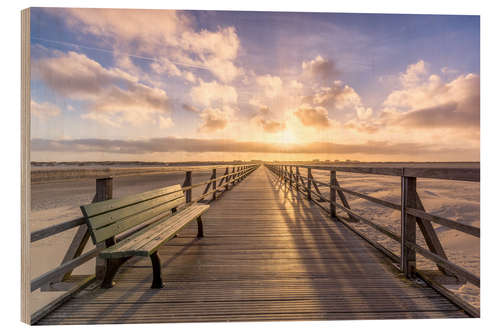 Tableau en bois Beach path in St. Peter Ording North Sea