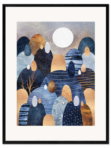 Framed art print Little Land of Pebbles - Blue