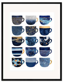 Impresión de arte enmarcada Tazas de café azules