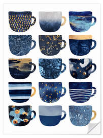 Selvklebende plakat Pretty Blue Coffee Cups