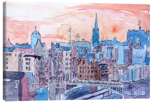 Canvas-taulu Edinburgh Sunset Over Old Town Scotland