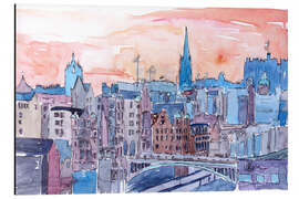 Magnettafel Edinburgh Schottland Sonnenuntergang über der Altstadt