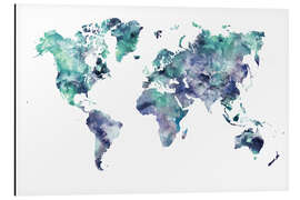 Magnettafel Weltkarte Aquamarin