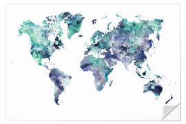 Wall sticker World Map Aquamarine