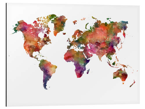 Cuadro de aluminio Mapa del mundo de colores