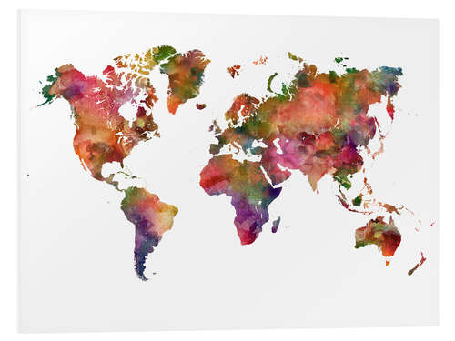 Foam board print Colourful world map