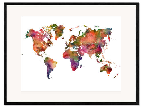 Framed art print Colourful world map