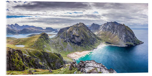 Acrylic print Kvalvika Bay on Lofoten Islands, Norway