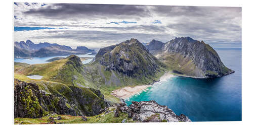 Quadro em PVC Kvalvika Bay on Lofoten Islands, Norway