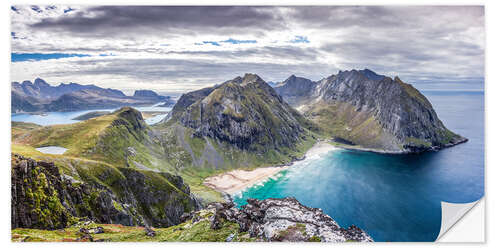 Wall sticker Kvalvika Bay on Lofoten Islands, Norway