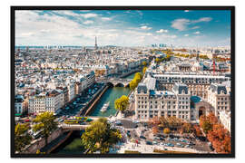 Gerahmter Kunstdruck Blick über Paris, von der Kathedrale Notre-Dame