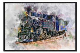 Gerahmter Kunstdruck Dampfbahn Furka-Bergstrecke