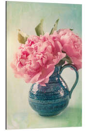 Aluminiumtavla Peonies in a blue vase