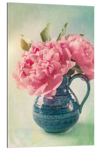 Tableau en plexi-alu Peonies in a blue vase