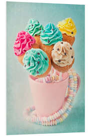 Foam board print Colorful cupcake pops on blue background