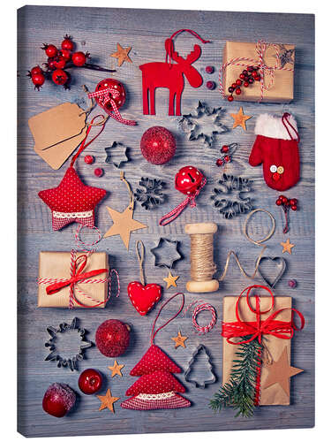 Canvas print Christmas deco auf dem wooden background