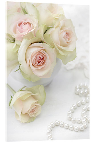 Akryylilasitaulu White roses and pearls II