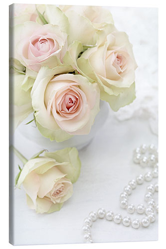 Lerretsbilde White roses and pearls II