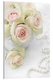 Quadro em plexi-alumínio White roses and pearls II