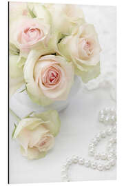 Magnettafel Weiße Rosen und Perlen II