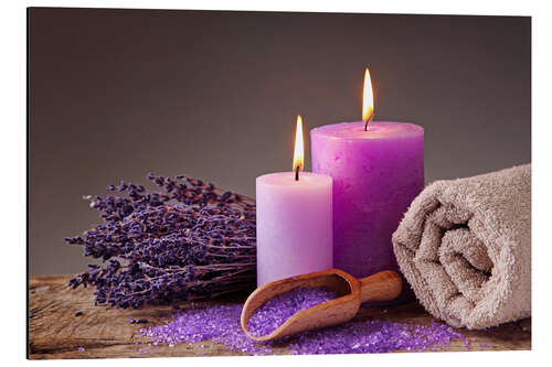 Cuadro de aluminio Spa still life with candles and lavender