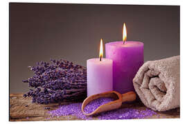 Cuadro de aluminio Spa still life with candles and lavender