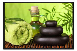 Gerahmter Kunstdruck Heiße Steine und ätherisches Öl II