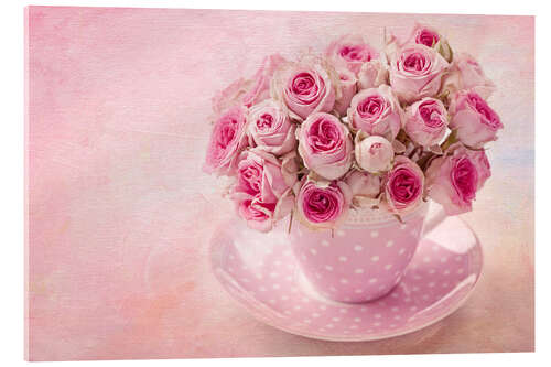 Acrylic print Roses in a cup