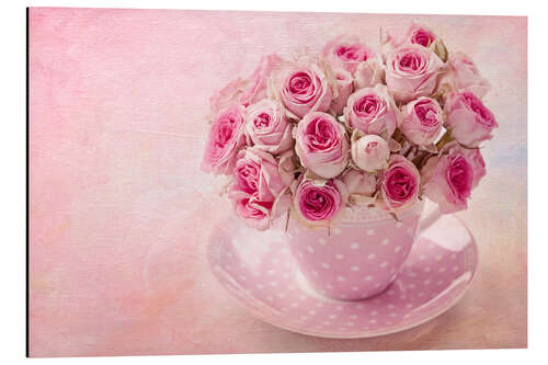 Aluminium print Roses in a cup