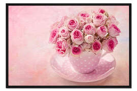 Gerahmter Kunstdruck Rosen in einer Tasse