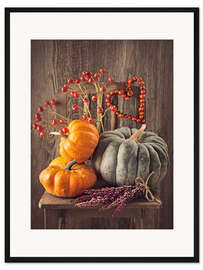 Gerahmter Kunstdruck Stilleben mit den Kürbissen
