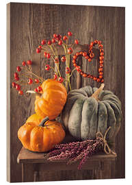 Trätavla Still life with the pumpkins