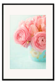 Gerahmter Kunstdruck Ranunculus und Tulpen