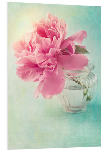 Foam board print Pink peony in a glass vase