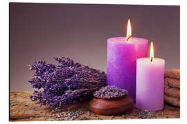 Cuadro de aluminio Spa still life with candles and lavender