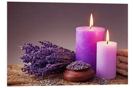 Stampa su PVC Spa still life with candles and lavender