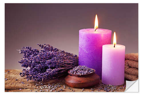 Sticker mural Spa still life with candles and lavender