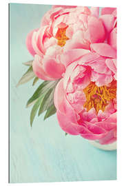 Tableau en plexi-alu Two peonies on turquoise