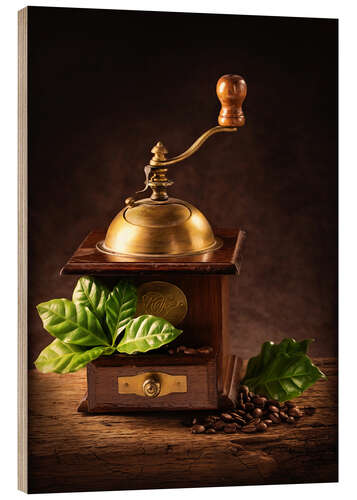 Hout print Coffee mill