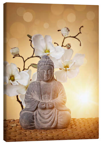 Lienzo Buddha statue and orchid