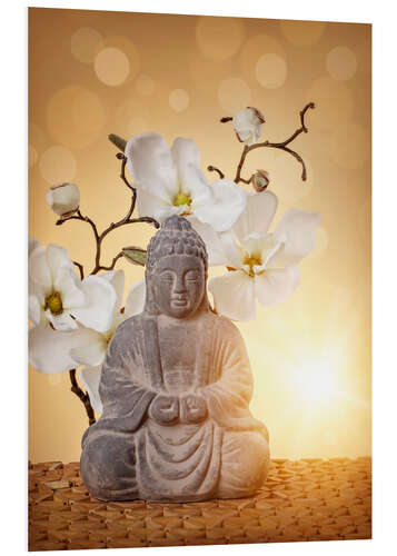 Foam board print Buddha statue and orchid