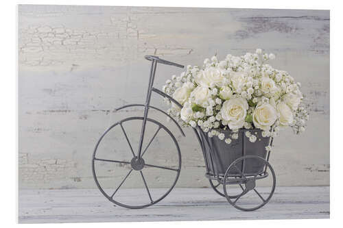 Foam board print Old bike with white roses