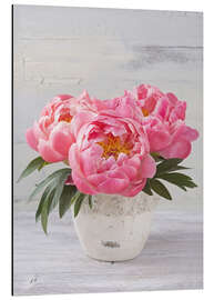 Aluminium print Peonies in a grey vase