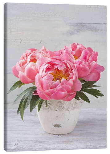 Canvas print Peonies in a grey vase