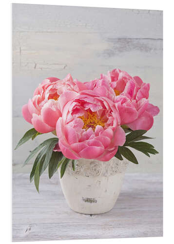 Tableau en PVC Peonies in a grey vase