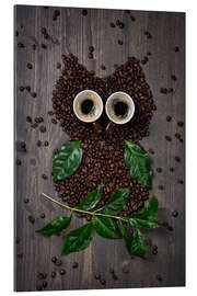 Galleriataulu Coffee owl from beans, leaves and cups