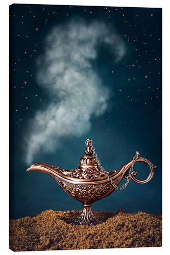 Lærredsbillede Aladdin magic lamp with smoke
