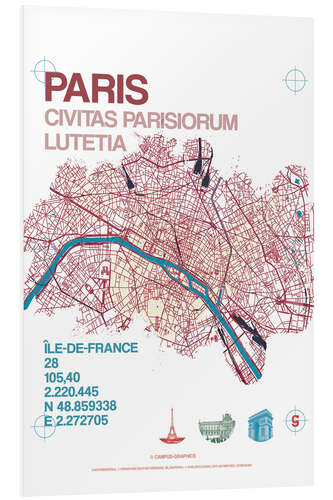 Cuadro de PVC Paris city map